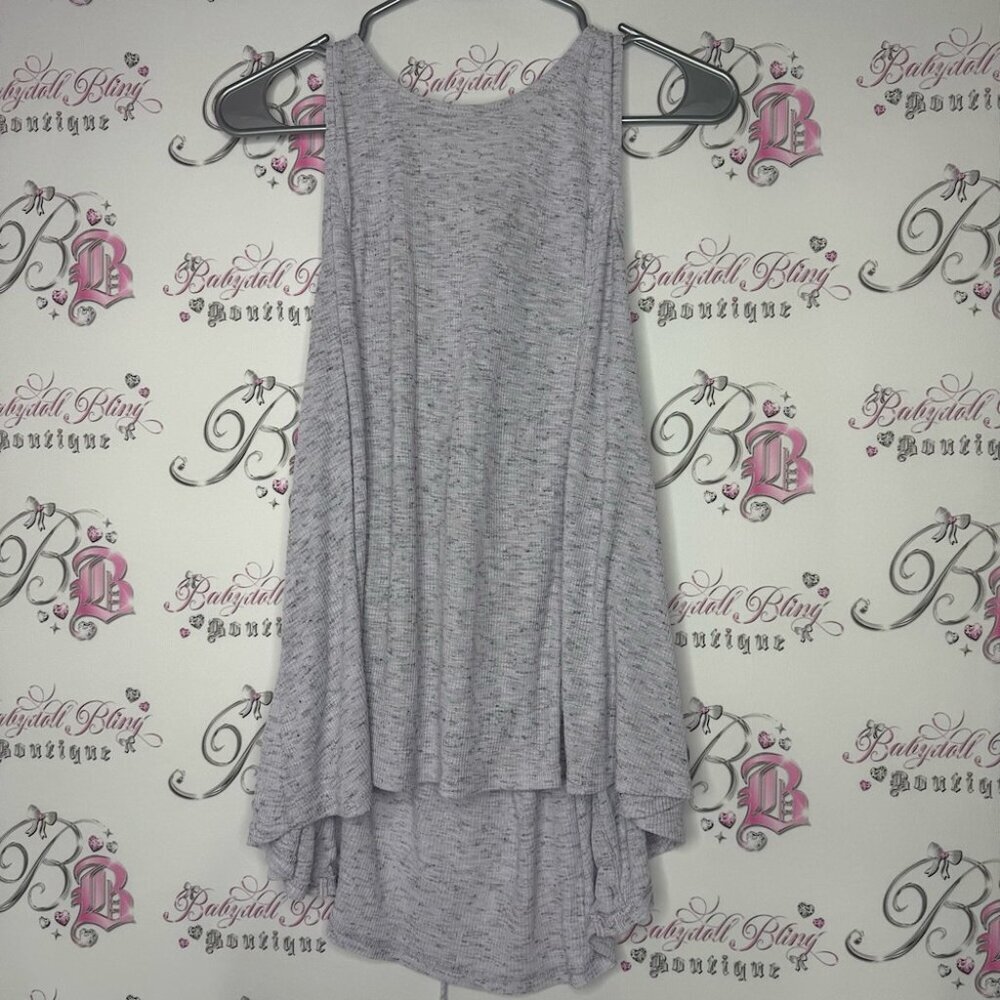 Akemi + Kin tank top lace up corset ribbon heathered lilac purple grey long